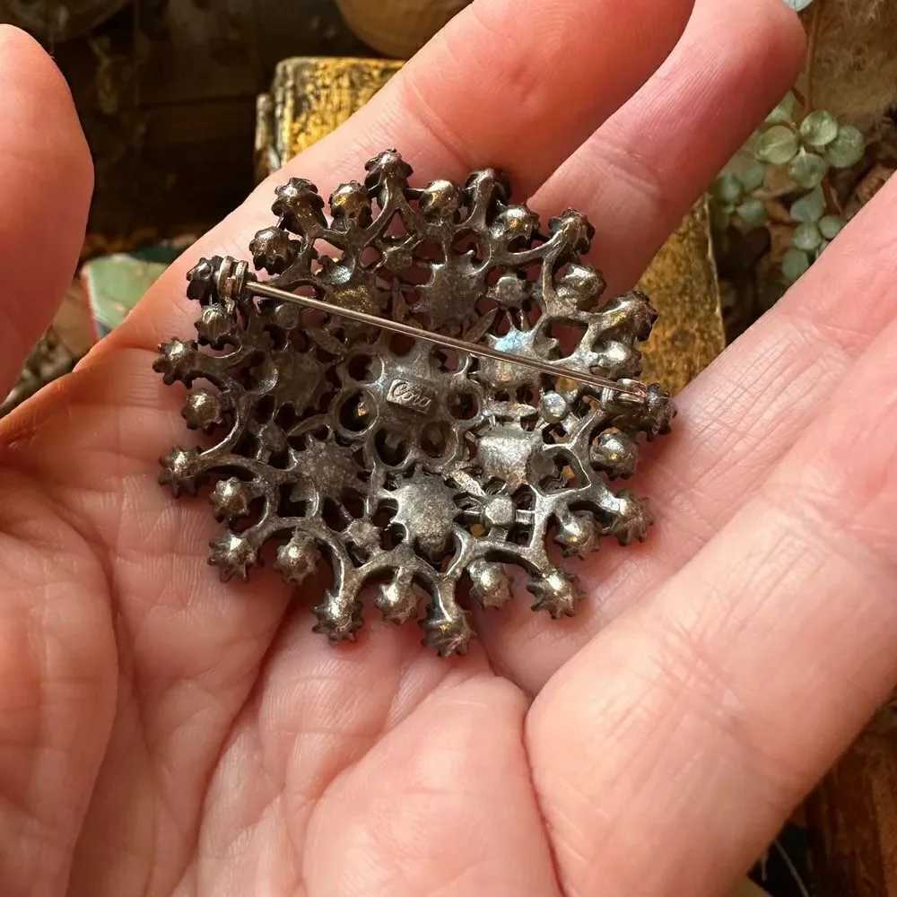 Vintage 1940s  Coro Signed Rhinestone Brooch